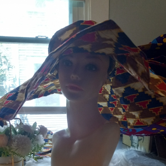 African/Ankara beautiful wide brim sunhat - Picture 2 of 4
